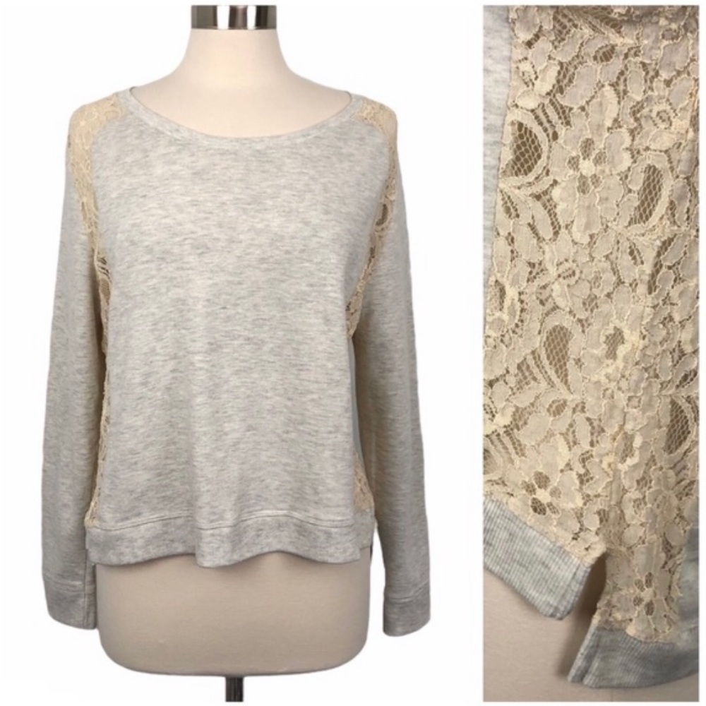 Nine West Vintage America Collection Gray Sweatshirt with Lace